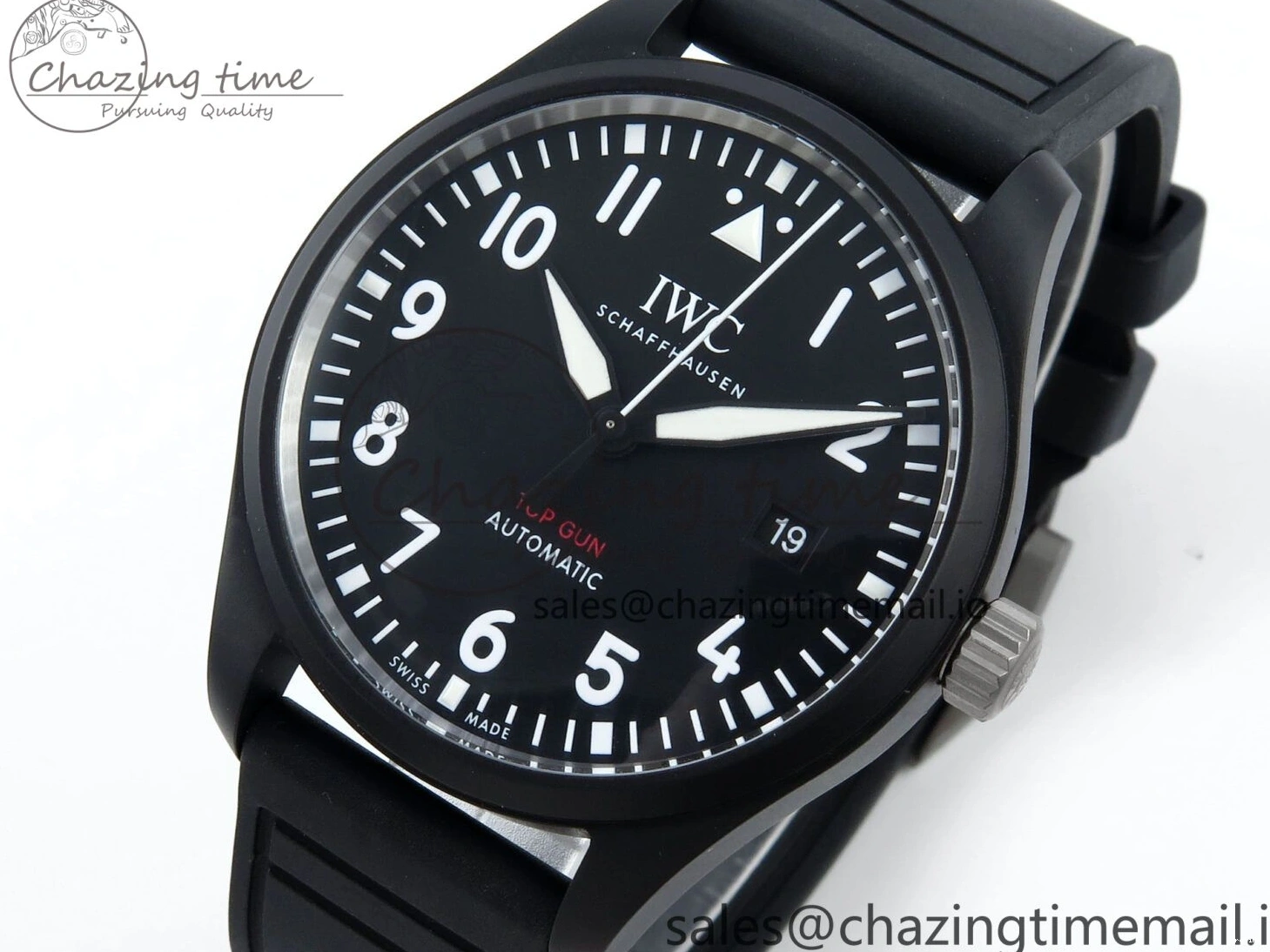 MIROTIME 0402 Pilot Top Gun IW326901 M+F 1:1 Best Edition Black Dial on Black Rubber Strap A SportInspired 6999